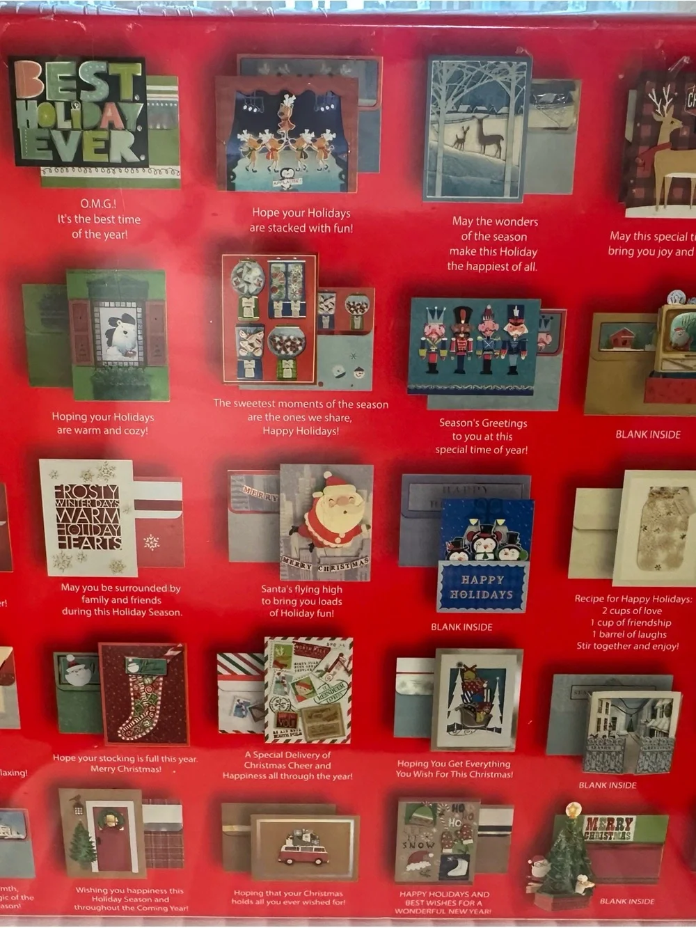 Hand Crafted Holiday Cards Assortment - Red